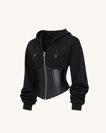 Valentina Structured Corset Hoodie - Black | JW PEI