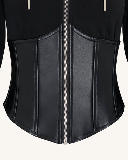 Valentina Structured Corset Hoodie - Black | JW PEI