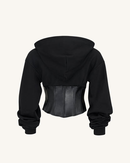 Valentina Structured Corset Hoodie - Black | JW PEI