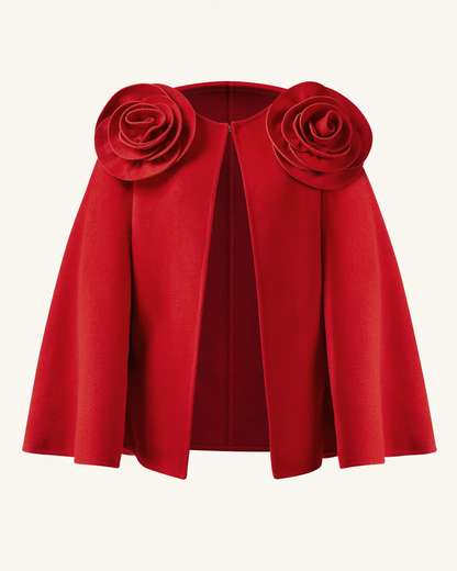 Clara Floral Applique Cape Coat - Red | JW PEI