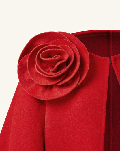 Clara Floral Applique Cape Coat - Red | JW PEI