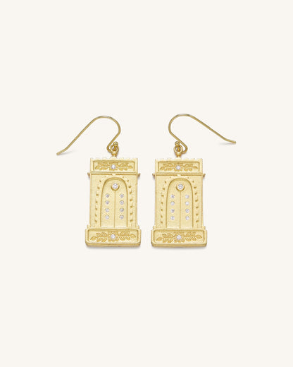 Roman Arch Earrings - 18ct Gold Plated & White Zircon | JW PEI