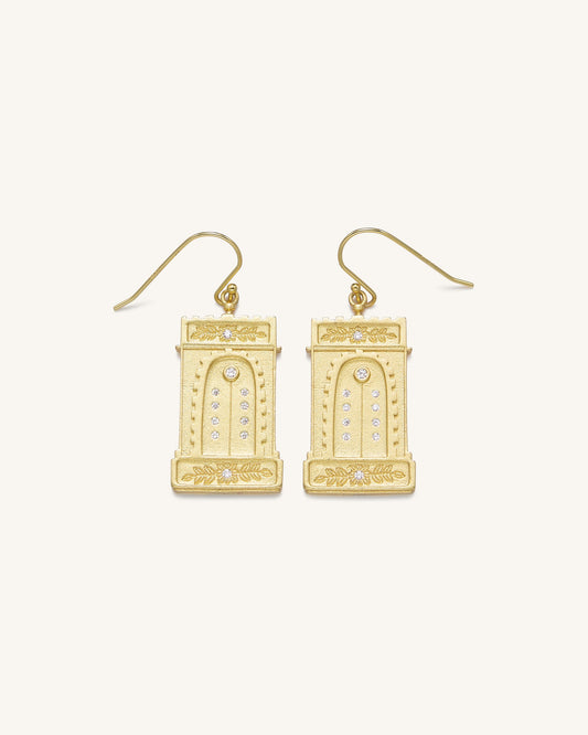 Roman Arch Earrings - 18ct Gold Plated & White Zircon | JW PEI
