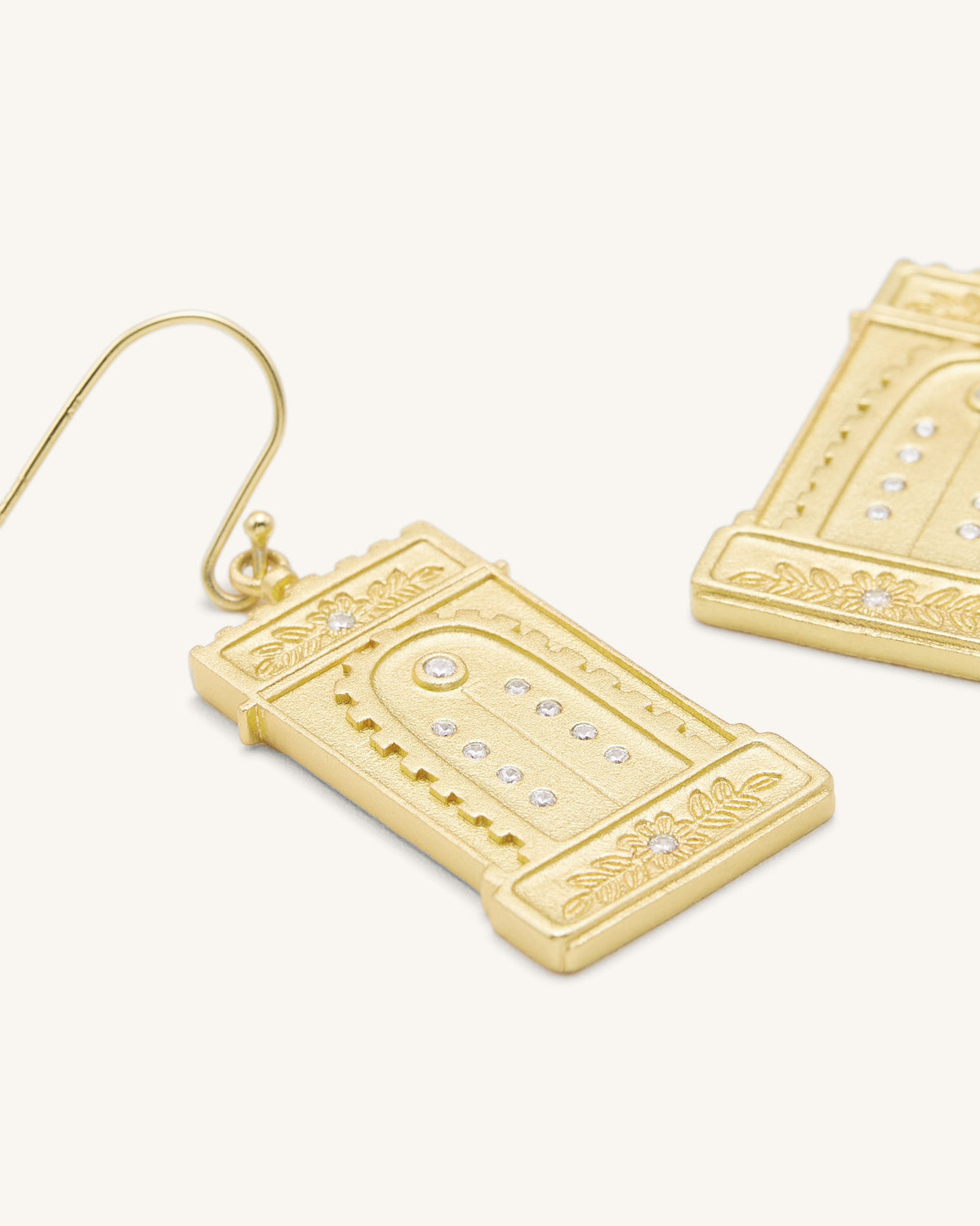 Roman Arch Earrings - 18ct Gold Plated & White Zircon | JW PEI