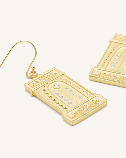 Roman Arch Earrings - 18ct Gold Plated & White Zircon | JW PEI
