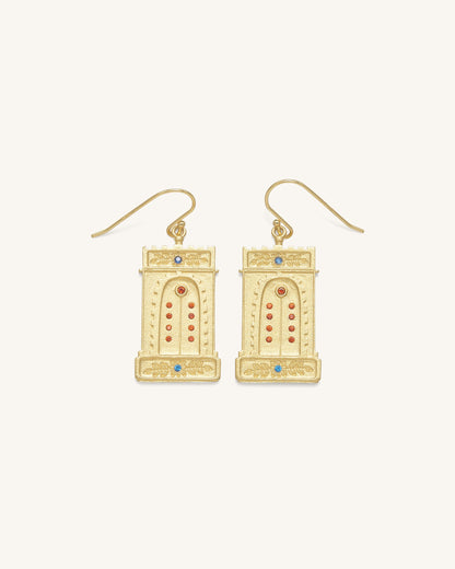Roman Arch Earrings - 18ct Gold Plated & Multicolor Zircon | JW PEI