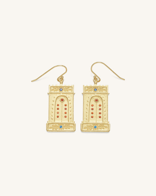 Roman Arch Earrings - 18ct Gold Plated & Multicolor Zircon | JW PEI