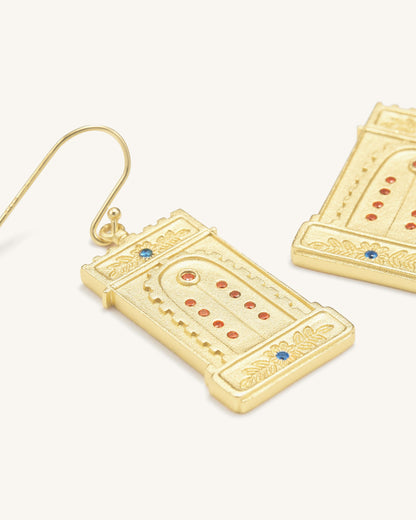 Roman Arch Earrings - 18ct Gold Plated & Multicolor Zircon | JW PEI
