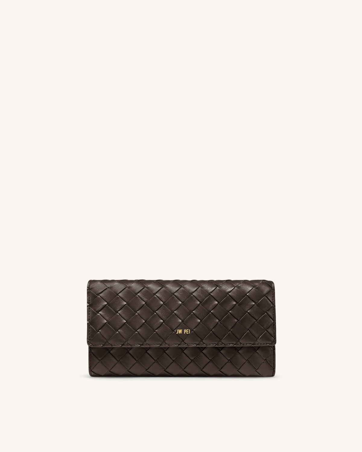 Woven Texture Flap Wallet - Chocolate | JW PEI