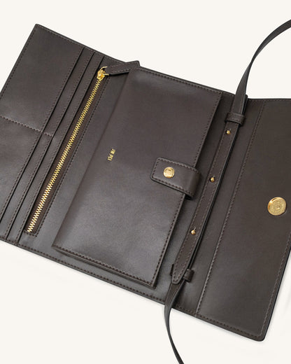 Woven Texture Flap Wallet - Chocolate | JW PEI