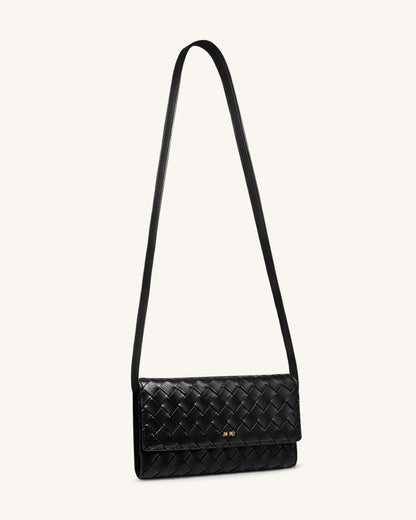 Woven Texture Flap Wallet - Black | JW PEI