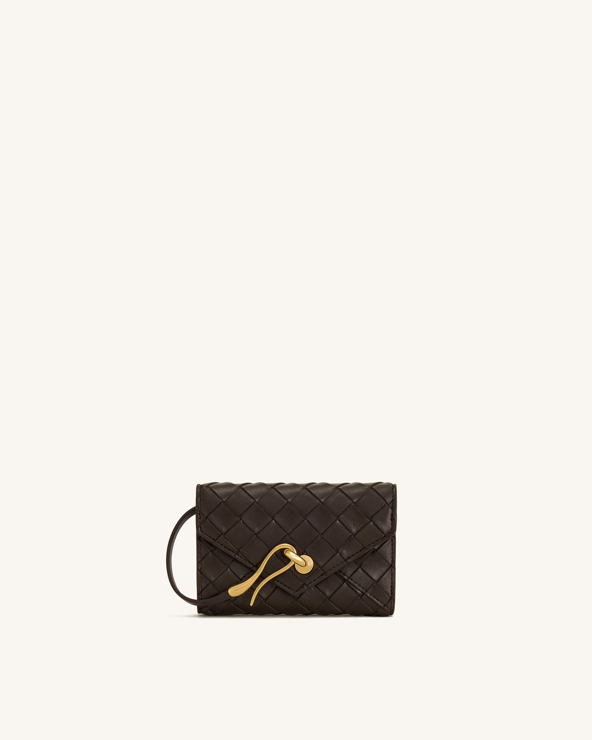 Celeste Woven Textured Envelope Wallet - Chocolate | JW PEI