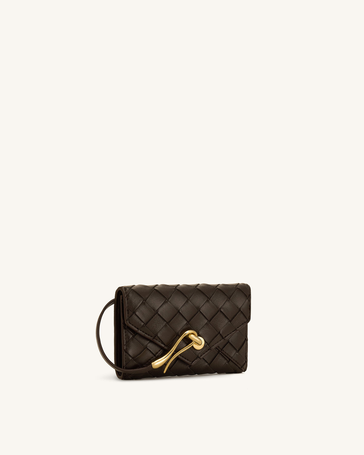 Celeste Woven Textured Envelope Wallet - Chocolate | JW PEI