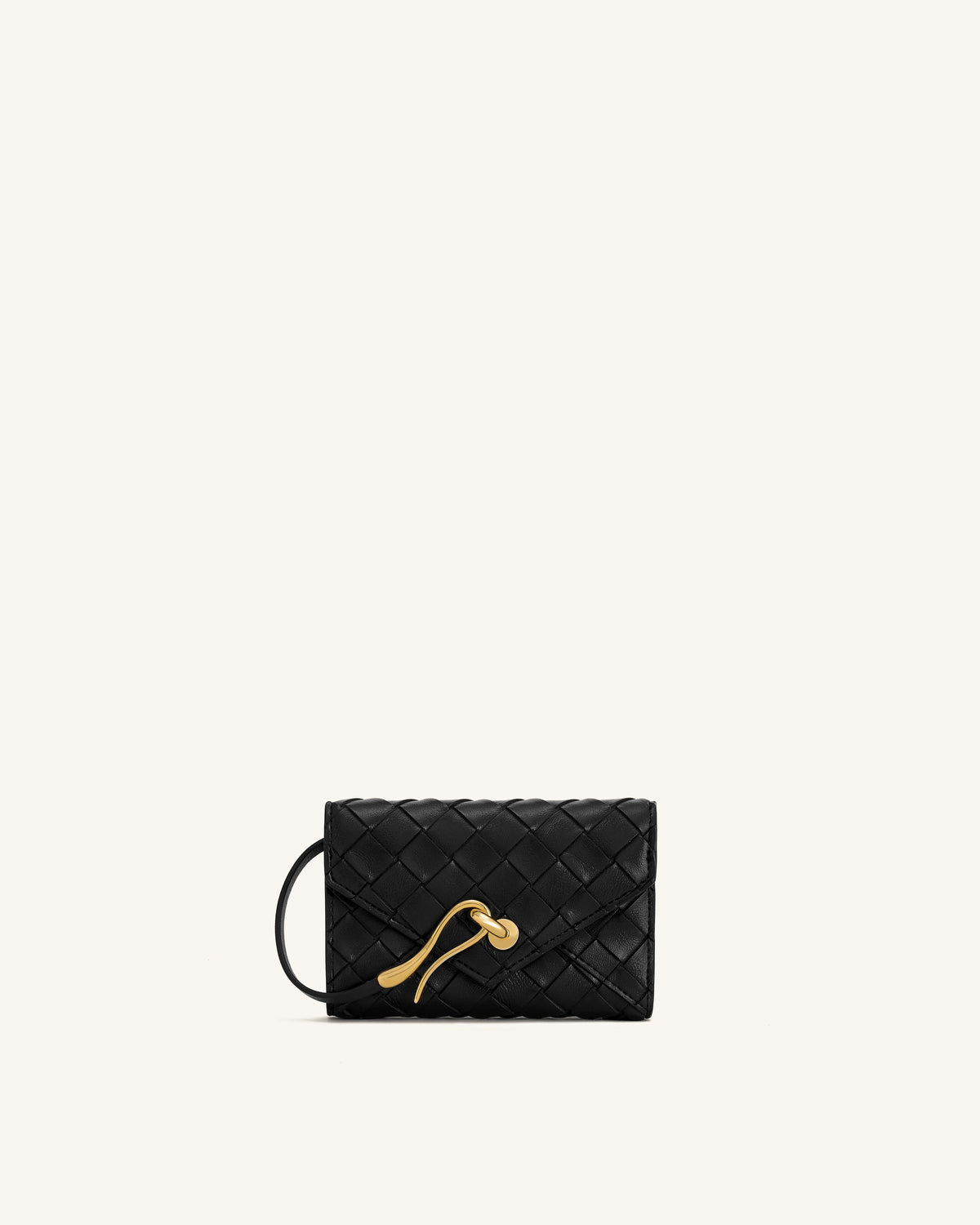 Celeste Woven Textured Envelope Wallet - Black | JW PEI