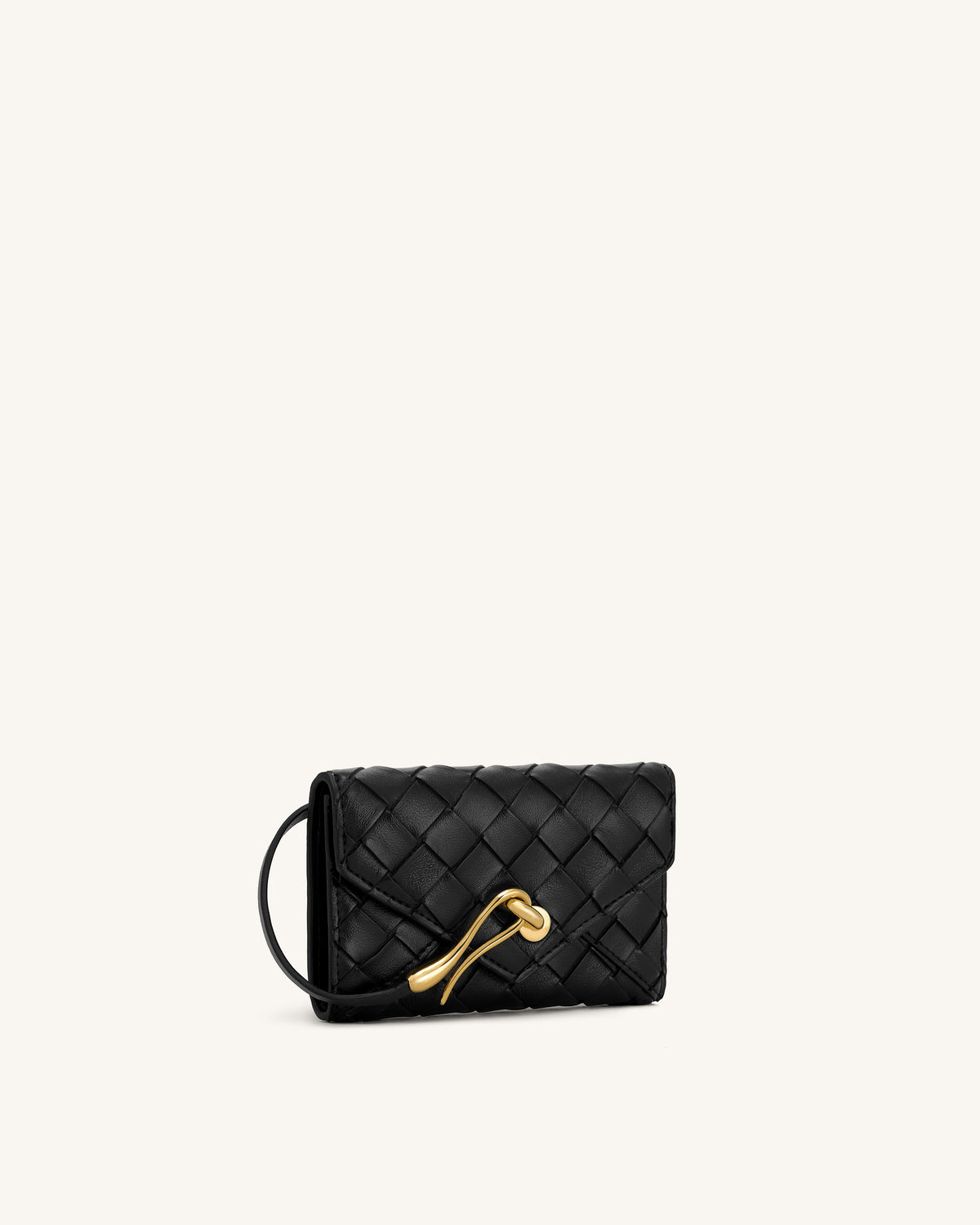 Celeste Woven Textured Envelope Wallet - Black | JW PEI