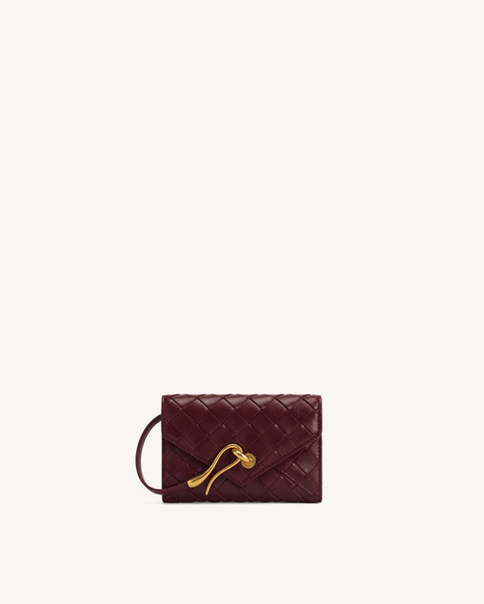 Celeste Woven Texture Envelope Wallet - Wine Red | JW PEI
