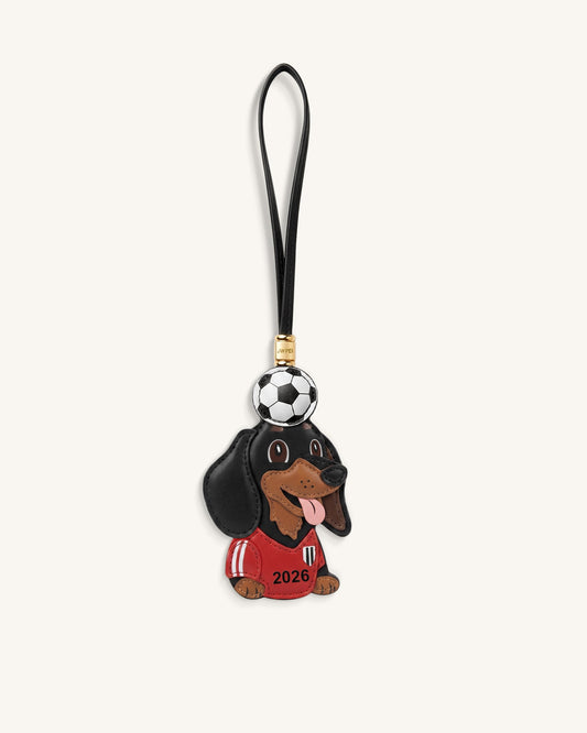 World Cup Dachshund Soccer Ball Bag Charm - Red | JW PEI