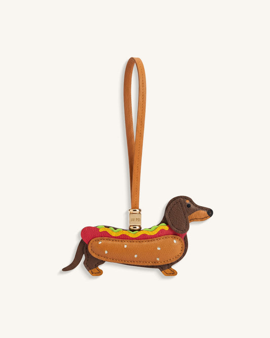 Hot Dog Dachshund Bag Charm - Brown Multi | JW PEI