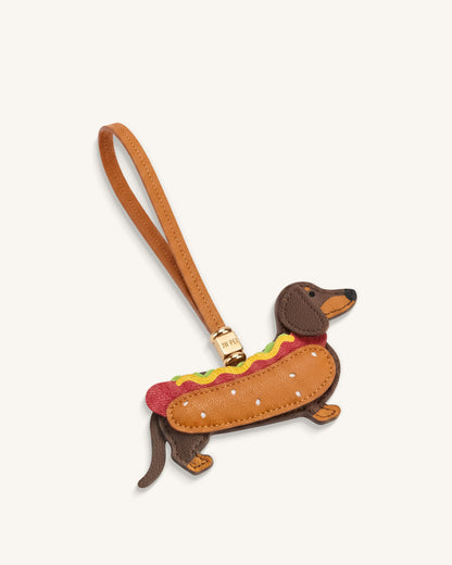 Hot Dog Dachshund Bag Charm - Brown Multi | JW PEI