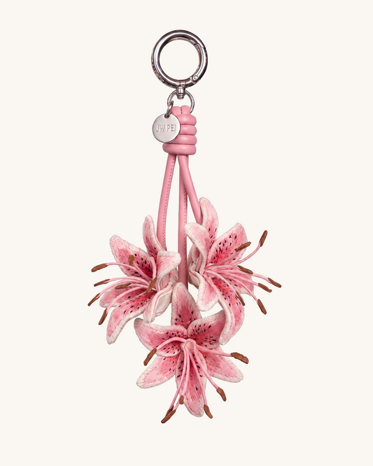 3D Embroidered Lily Bag Charm - Blush Pink | JW PEI