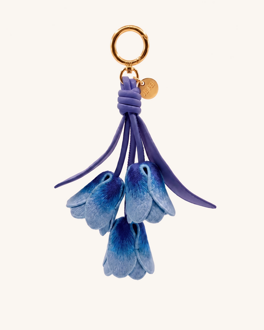 3D Embroidered Tulip Bag Charm - Dark Gradient Blue | JW PEI