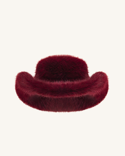 Elora Faux Fur Cowboy Hat - Burgundy | JW PEI