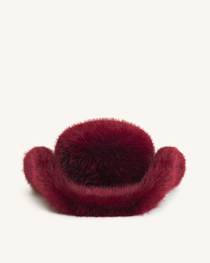 Elora Faux Fur Cowboy Hat - Burgundy | JW PEI
