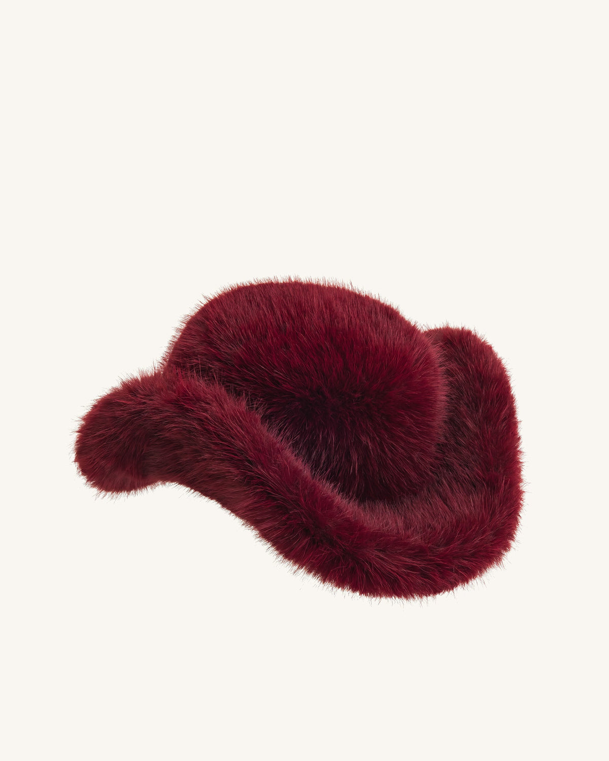 Elora Faux Fur Cowboy Hat - Burgundy | JW PEI